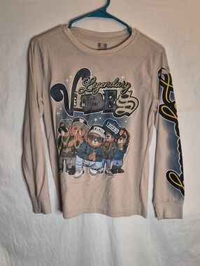 Legendary Crew Bear Graphic Long-Sleeve Tee - Beige